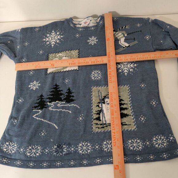 Vintage Nutcracker Winter Sweater Womens Size Large Blue Snowflake Christmas - Picture 7 of 9